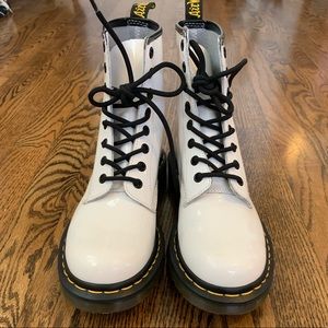 Dr. Martens White Patent Leather AirWair Boots